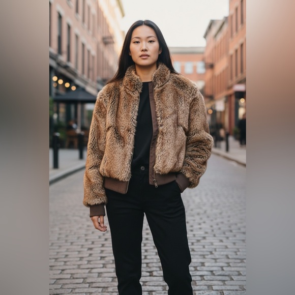 Beverly Hills Polo Club Mohair Fur Bomber Jacket Y2K Size Medium - Picture 5 of 5